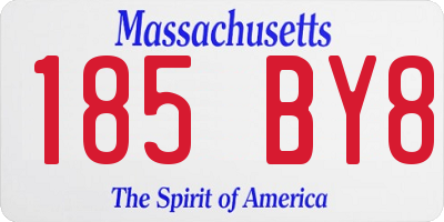 MA license plate 185BY8