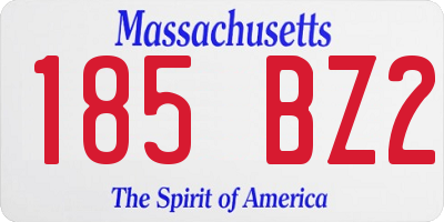 MA license plate 185BZ2