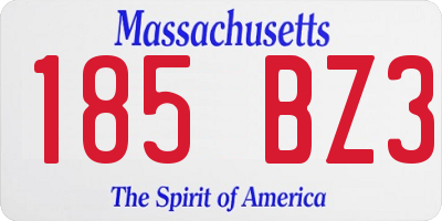 MA license plate 185BZ3