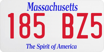 MA license plate 185BZ5