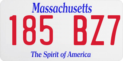 MA license plate 185BZ7