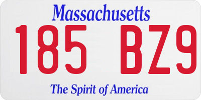 MA license plate 185BZ9