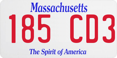 MA license plate 185CD3