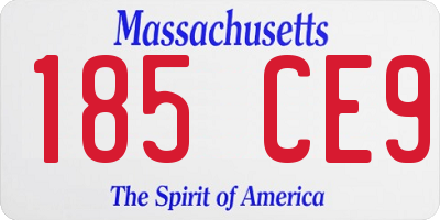 MA license plate 185CE9