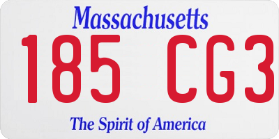MA license plate 185CG3