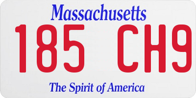 MA license plate 185CH9