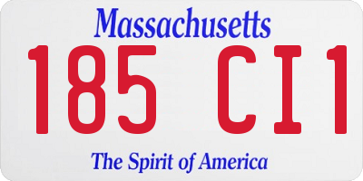 MA license plate 185CI1