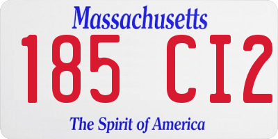 MA license plate 185CI2