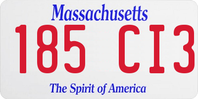 MA license plate 185CI3