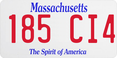 MA license plate 185CI4