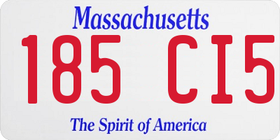 MA license plate 185CI5