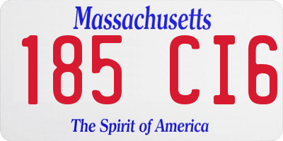 MA license plate 185CI6