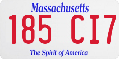 MA license plate 185CI7