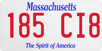 MA license plate 185CI8
