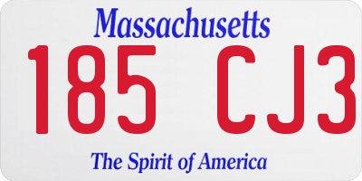 MA license plate 185CJ3