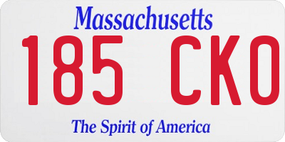 MA license plate 185CK0