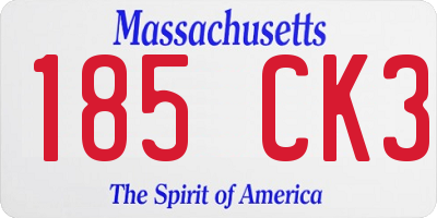 MA license plate 185CK3