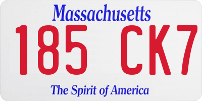 MA license plate 185CK7