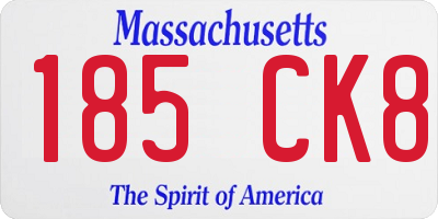 MA license plate 185CK8