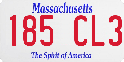 MA license plate 185CL3