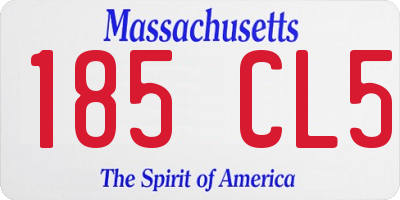 MA license plate 185CL5