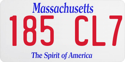MA license plate 185CL7