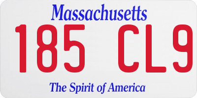 MA license plate 185CL9