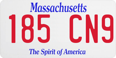 MA license plate 185CN9