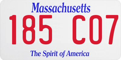 MA license plate 185CO7