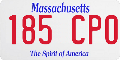 MA license plate 185CP0