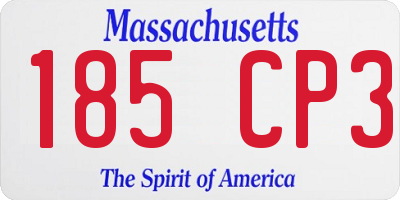 MA license plate 185CP3