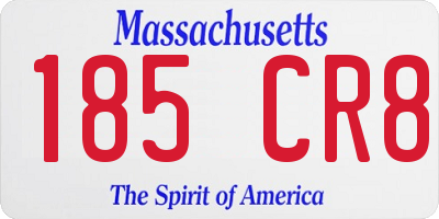 MA license plate 185CR8