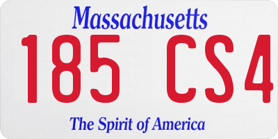 MA license plate 185CS4