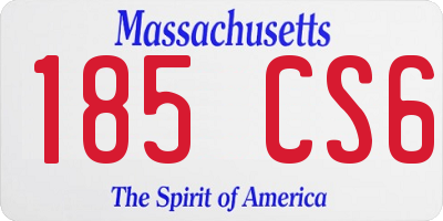 MA license plate 185CS6