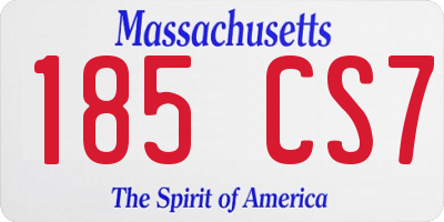 MA license plate 185CS7