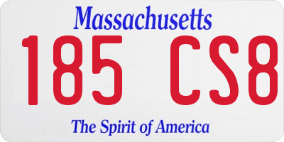 MA license plate 185CS8