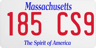 MA license plate 185CS9