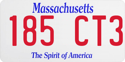 MA license plate 185CT3