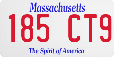 MA license plate 185CT9