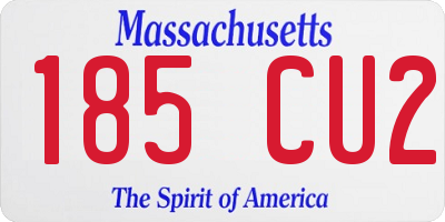 MA license plate 185CU2