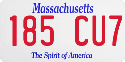 MA license plate 185CU7