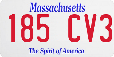 MA license plate 185CV3