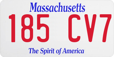 MA license plate 185CV7