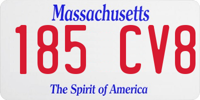 MA license plate 185CV8