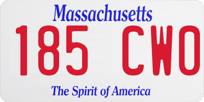 MA license plate 185CW0