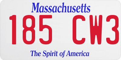 MA license plate 185CW3