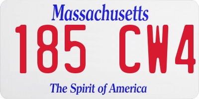 MA license plate 185CW4