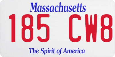 MA license plate 185CW8