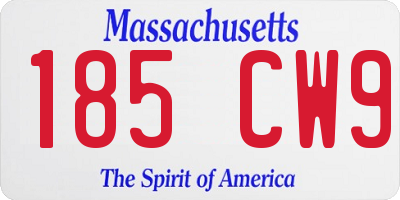 MA license plate 185CW9