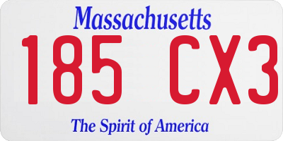 MA license plate 185CX3